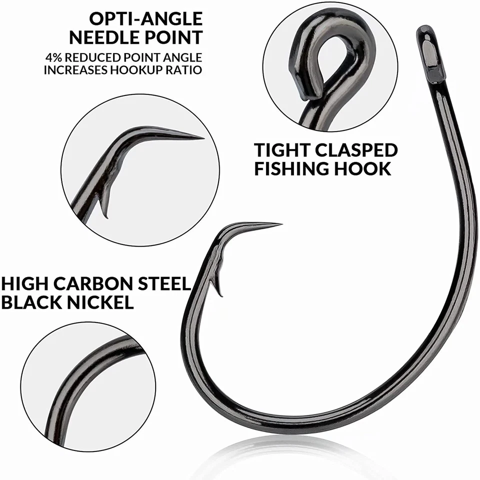 100PCS Fishing Hooks Circle Hooks Catfish Hooks Wide Gap Fish Hooks Tackle US - Image 4 of 4