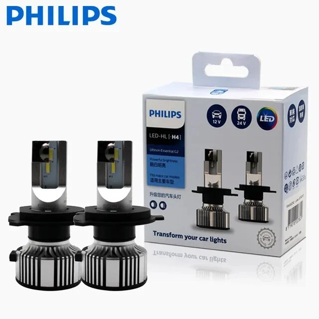 Philips Ultinon Essential LED 6500K H4 Car Headlight Bulbs Twin 11342UE2X2