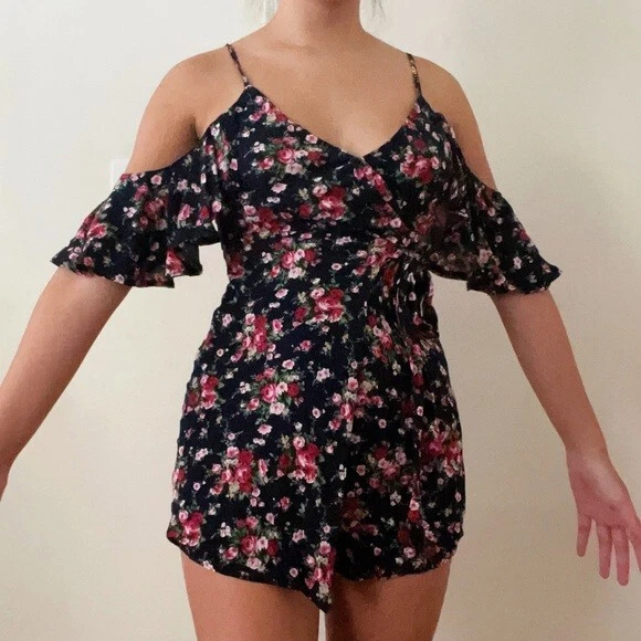 Mameluco envolvente floral azul marino rosa LF Foto 4 de 4