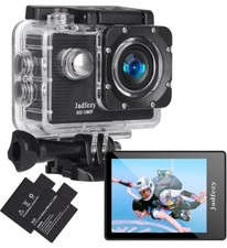 Waterproof Camera with 2 Batteries, Wide Angle Sports Camera with Accessories