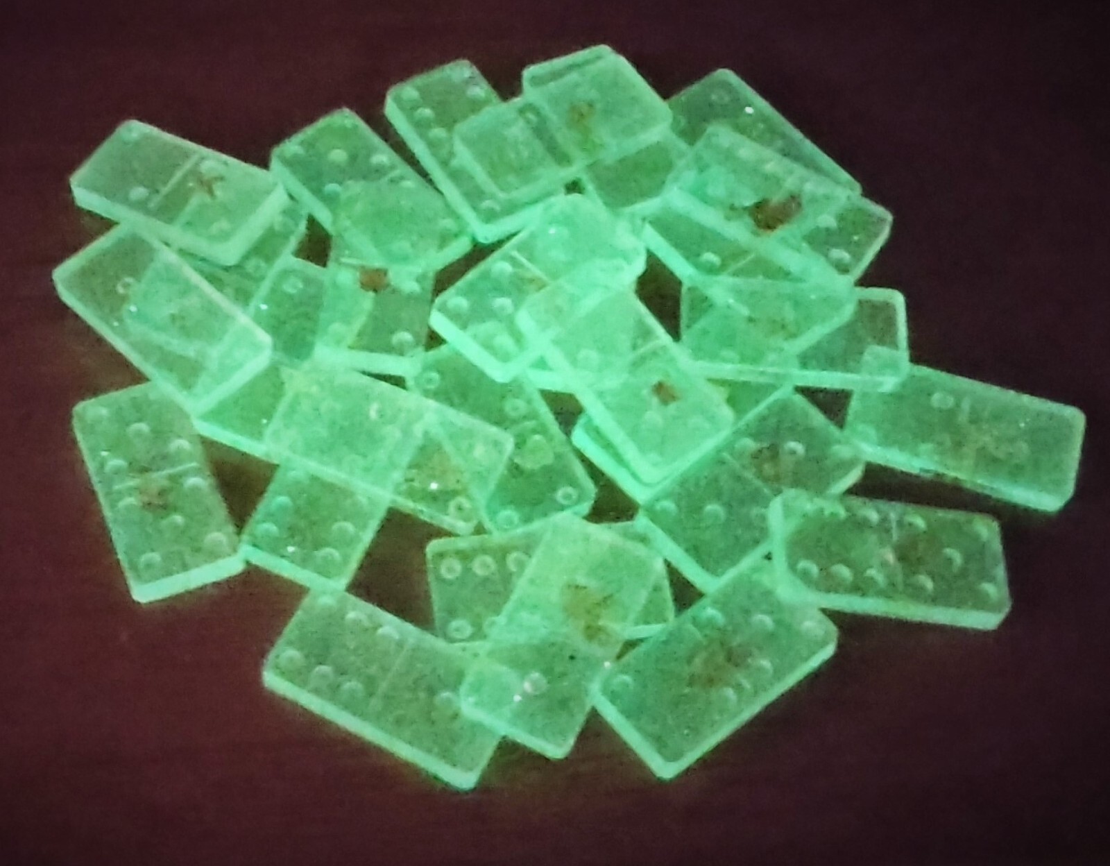 Glow in the Dark Double Six Dominoes - Transparent gold, glitter & foil