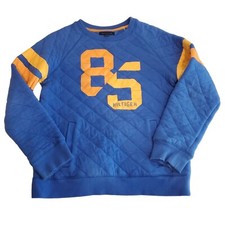 Tommy Hilfiger Sweatshirt Boys Large 12-14 Quilted Rugby Varsity Blue Yellow