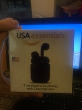 true wireless earphones with charging case, black, charger included, new