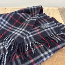 Burberrys Of London 100 Lambswool Made In England Scarf Blue Check