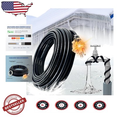 Flexible Pipe Freeze Protection Cable - 16ft, Easy Install with Lighted Plug