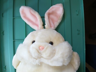 Pajama Pillow  Large White Bunny Rabbit Huggable Plush Vintage Secret Storage