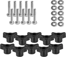 POWERTEC 71068 T Track Knob Kit with 1/4-20 by 1-1/2" Hex Bolts and Washers, Set