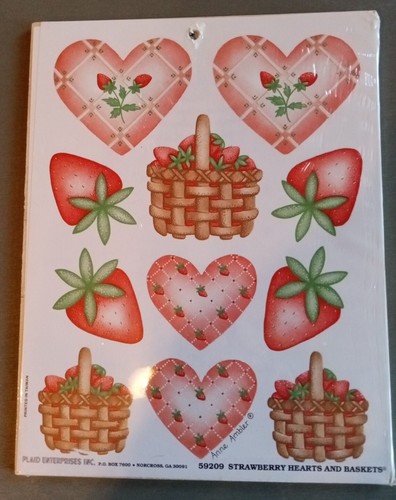 VTG New Plaid Wood Cut-Outs & Paste-On Patterns "APPLE BITS" Hearts Strawberries - Picture 3 of 3