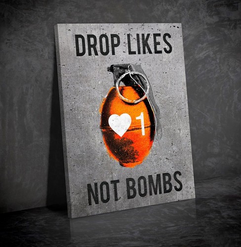 Alec Monopoly "Drop likes not bombs", HD Canvas print Home decor painting,24x32" - Picture 2 of 2