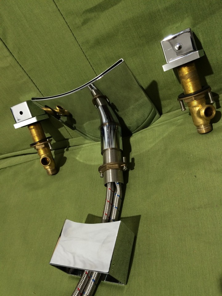 Chrome Bathroom Basin Sink Faucet 3 Hole Waterfall Vanity Mixer eBay