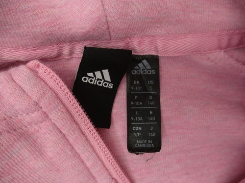 ADIDAS Size S Girls Pink Cotton Blend Full Zip Stand Collar Athletic Jacket 270 - Picture 7 of 9