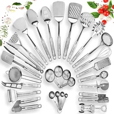 HOME HERO Stainless Steel Kitchen Utensil Set - 29 Cooking Utensils - Nonstick K