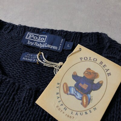 パ*ダ様 Polo by Ralph Lauren ポロベア　スキー柄　ハンドニ Polo Ralph Lauren HAND KNIT Sweater Polo Bear Ski Navy Men's Size