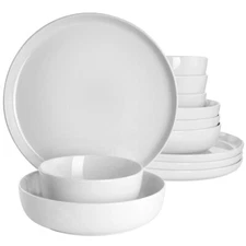 Gibson Home 136580.12 Avisala 12 Piece Fine Ceramic Dinnerware Set In White