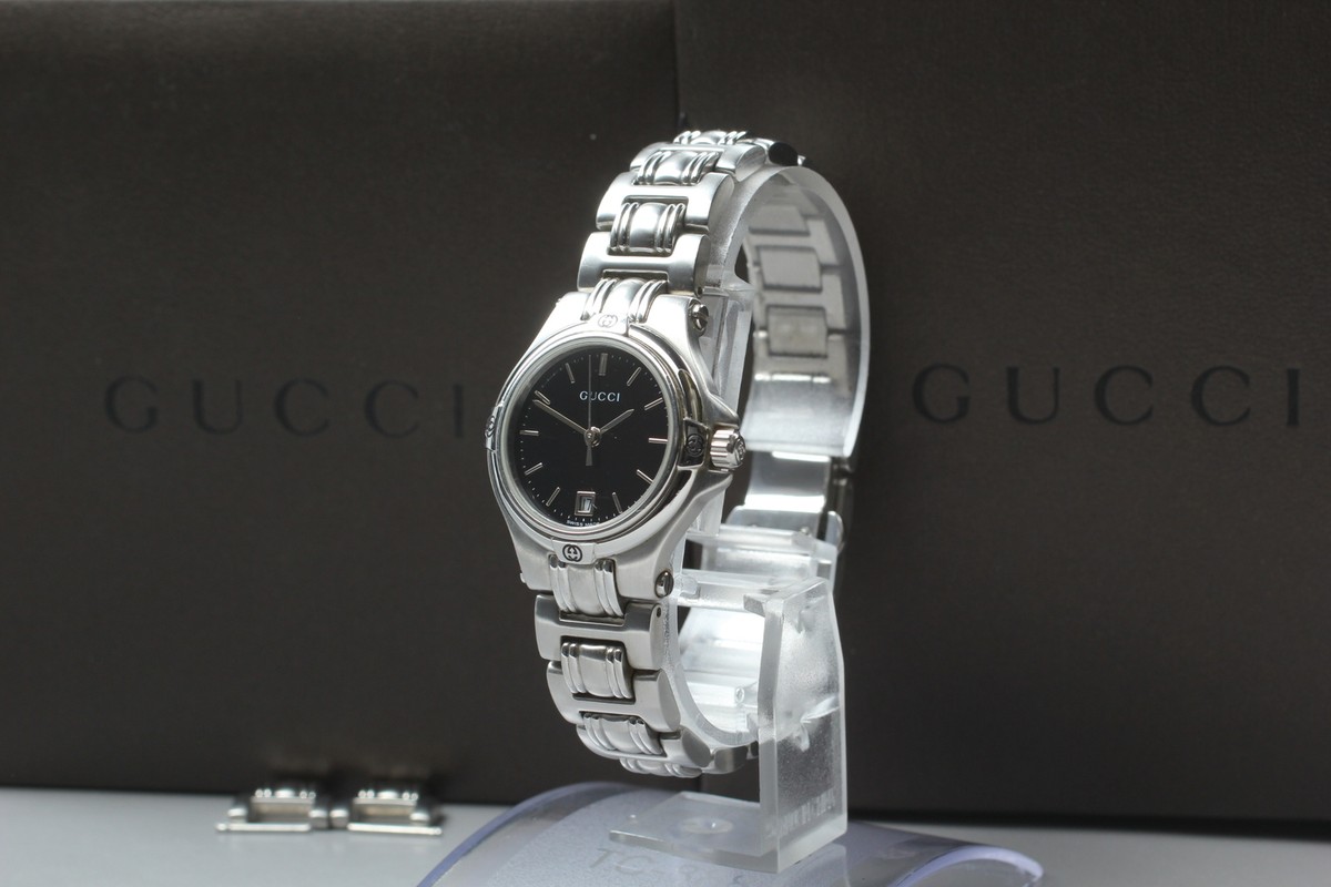 Near MINT / Box Paper] Vintage GUCCI 9040L Black Dial Quartz 25mm