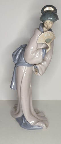 VINTAGE Lladro Nao Porzellanfigur japanische Geisha mit Ventilator - 13" H, Spanien - Bild 5 von 6