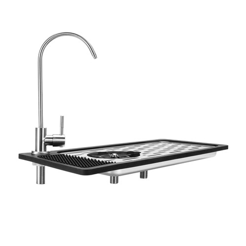 Stainless Steel Glass Rinser+Push Button Type Faucet Silicone Mat, Easy-to-Clean - Picture 9 of 24