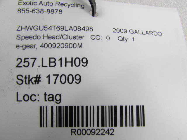 Lamborghini Gallardo, Speedometer Head / Cluster, E-Gear, Used, P/N 400920900M