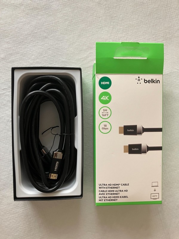 BELKIN - ULTRA HD HDMI High Speed - 16 ft CABLE w ETHERNET - 4K - NEW Open Box