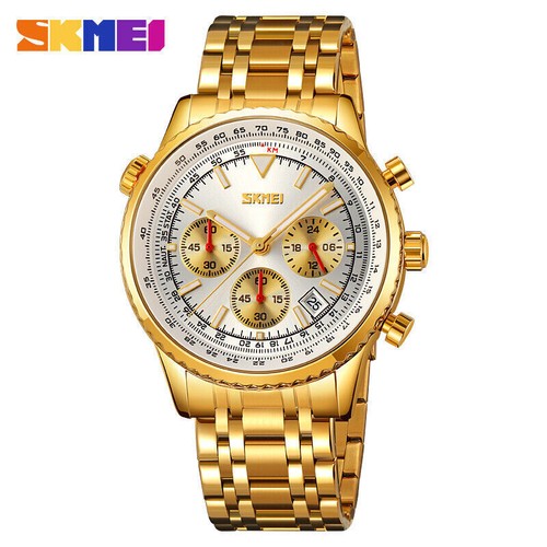 SKMEI Men Brand Watch Chronograph Multifunction Quartz Wristwatch Steel Watches - Picture 24 of 28