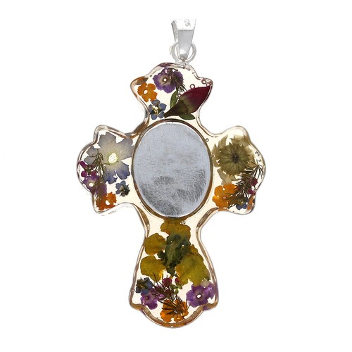Sterling Silver, Sterling Guadalupe Cross, Floral Guadalupe Pendant, 1.75", 925 - Picture 2 of 3