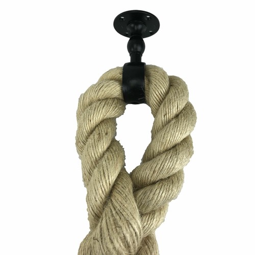 Natural Hemp Soft Eye Spliced Bannister Rope c/w 4 Black Fittings - Picture 4 of 5