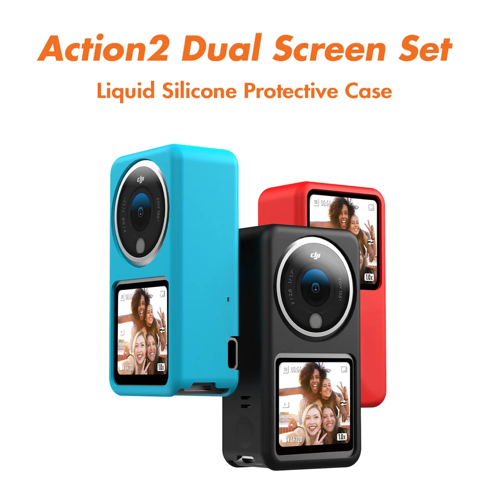 Cubierta protectora de silicona a prueba de polvo para cámara DJI Action 2 roja/azul/negra Foto 4 de 4