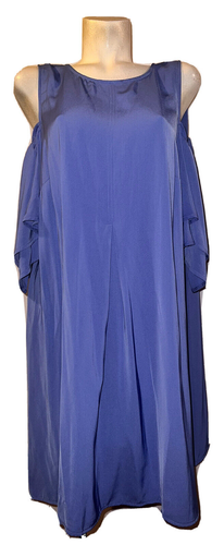 New ELOQUII Women's Size 18 Blue Cold shoulder Flutter Slv Cocktail Party Dress