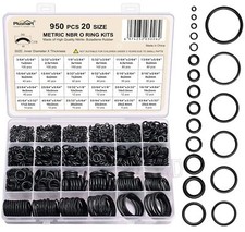 O Ring Kit, 950 Pcs Rubber O-Ring Assortment 3/64" ~ 63/64" 950pcs, Black 