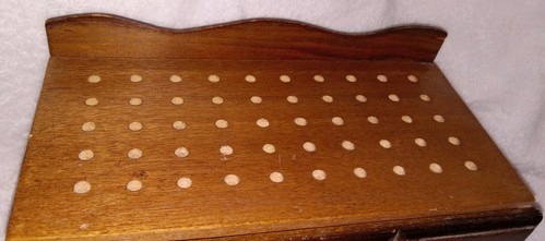 Vintage Wooden Sewing Box Spool Holder w Storage Drawer - Picture 2 of 8