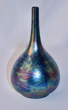 Ruskin Pottery Arts and Crafts Kingfisher Glaze Teardrop form Vase 1922