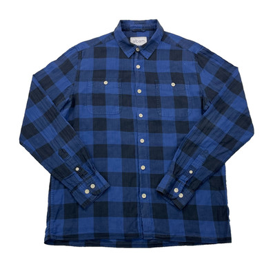 Albam Shirt Men's Small Blue Plaid Relaxed Fit Long Sleeve Check Button Up