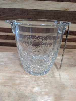 Bormioli Rocco Clear Cut Glass Mini Ice Bucket + Metal Tongs Boxed Party Host
