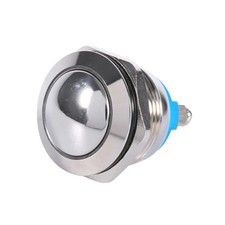 19mm 12V Car Metal Push Button Horn Momentary Switch Waterproof Off-On Silver
