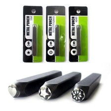 3 Pc Metal Punch Stamps Set 6mm Steel Arts Crafts Hand Punches Jewelry Stamp Kit
