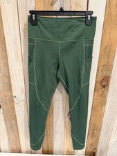 Zyia Active Women’s High Rise Ankle Leggings Solid Green Stretch Pockets 6-8