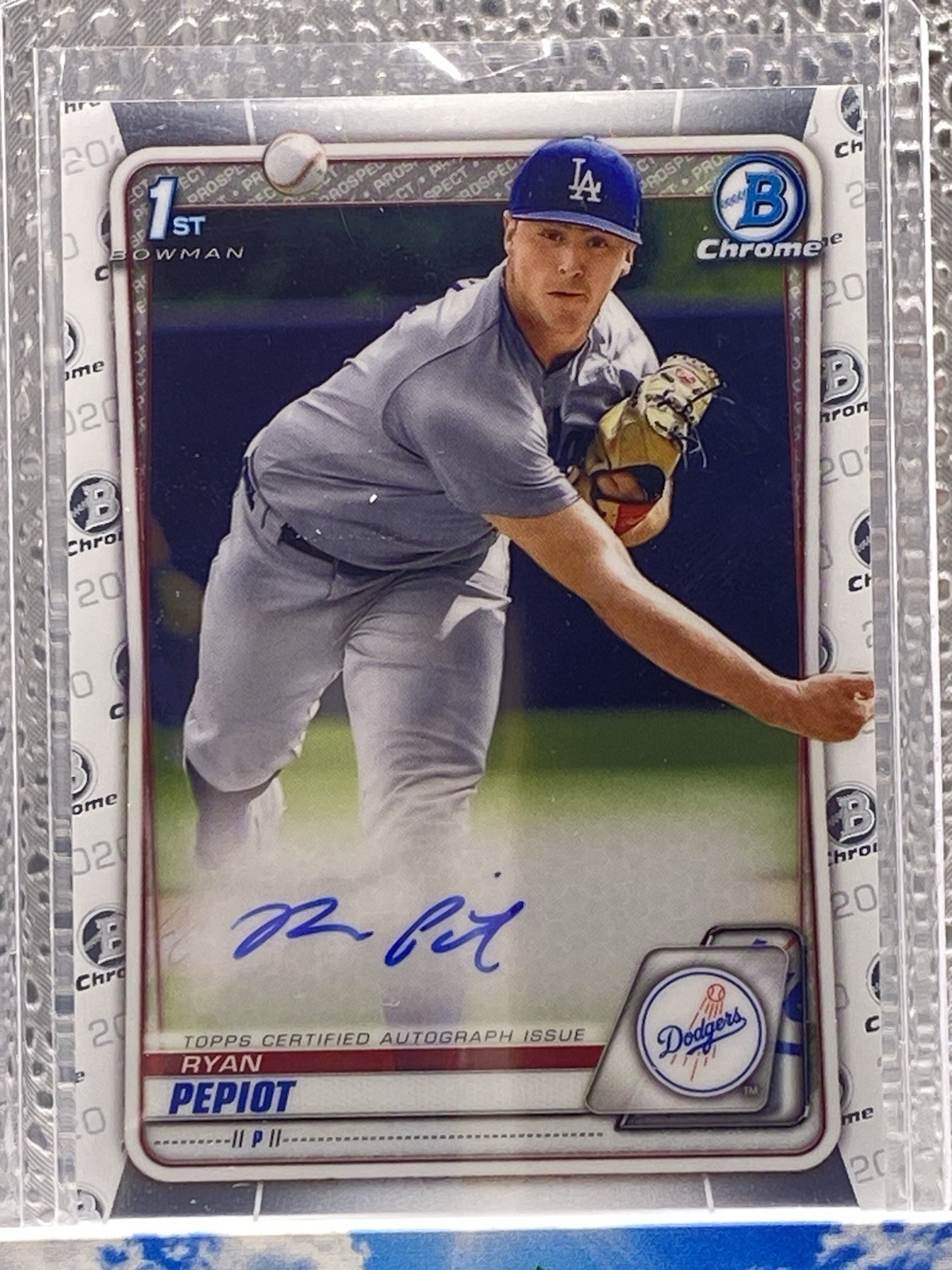 Ryan Pepiot 2020 Topps Bowman Chrome Baseball 1st Bowman Auto LA Dodgers