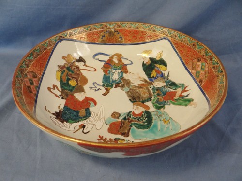 PRACHTVOLLE ANTIKE JAPANISCHE KUTANI MEIJI SCHALE SIGNIERT 27,5 CM - Bild 1 von 12