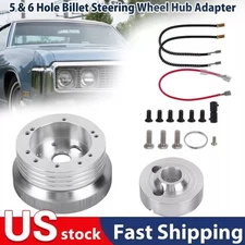 For GM Chevy 5 & 6 Hole Steering Wheel Polished Hub Adapter Flaming River Ididit