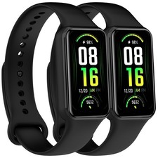 2 PACK for Amazfit Band 7 Replacement Band, Silicone One Size, Black