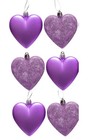 6 Lilac Blue Heart Shape Bauble Christmas Ornament Hanging Tree Decoration