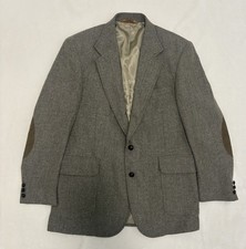 Pendleton Men's Gray Tweed Blazer 42 Long Wool Blend Elbow Patches