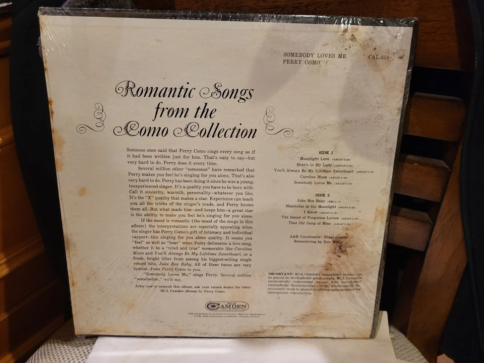 Perry Como LP RCA Camden CAL-858 Sealed Vinyl VG Cover Somebody Loves Me 1965 - Image 4 of 4