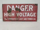 Vintager Danger High Voltage Connecticut Light Power Co porcelain sign