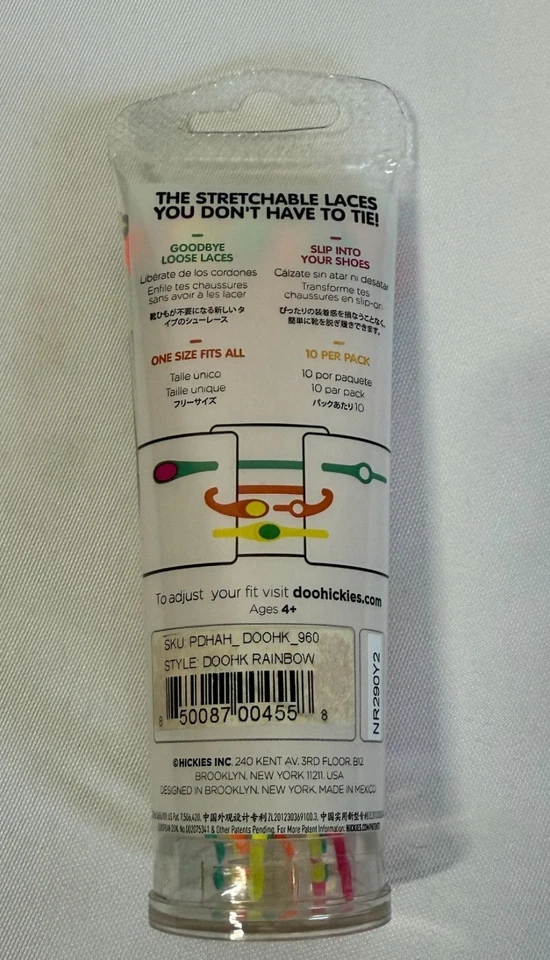 Cordones elásticos para zapatos Doohickies sin corbata talla única colores neón arco iris NUEVO Foto 3 de 3