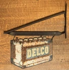 Vintage DELCO Battery Two Sided Metal Sign / Metal Hanger