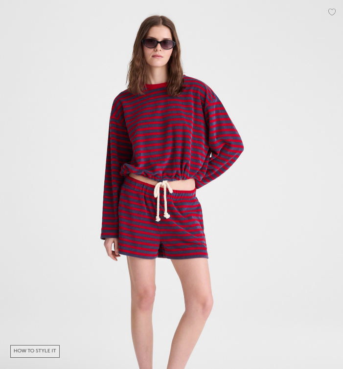 Madewell Women's Pull-On Shorts in Terry - red navy