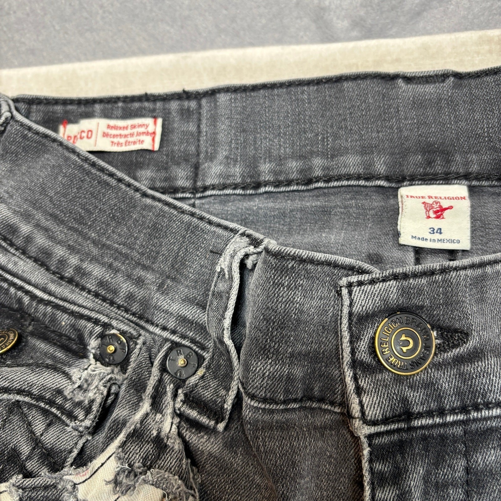 True Religion Rocco Jeans Men's 34x30 Distressed Relaxed Skinny Denim thumbnail 4