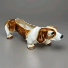 McCoy Pottery Large Basset Hound Dog Planter Succulent Pot USA Vintage 16" long