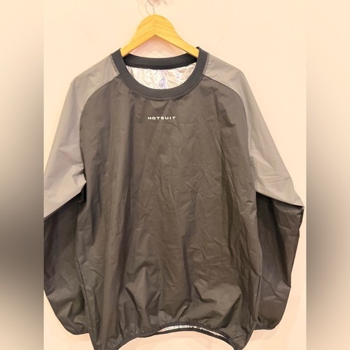 HOTSUIT Mens Large Sauna Sweat Top Gray Black Long Sleeve Training Jacket